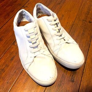 Thousand Fell - White Leather Sneakers (With Custom Stretch Laces)